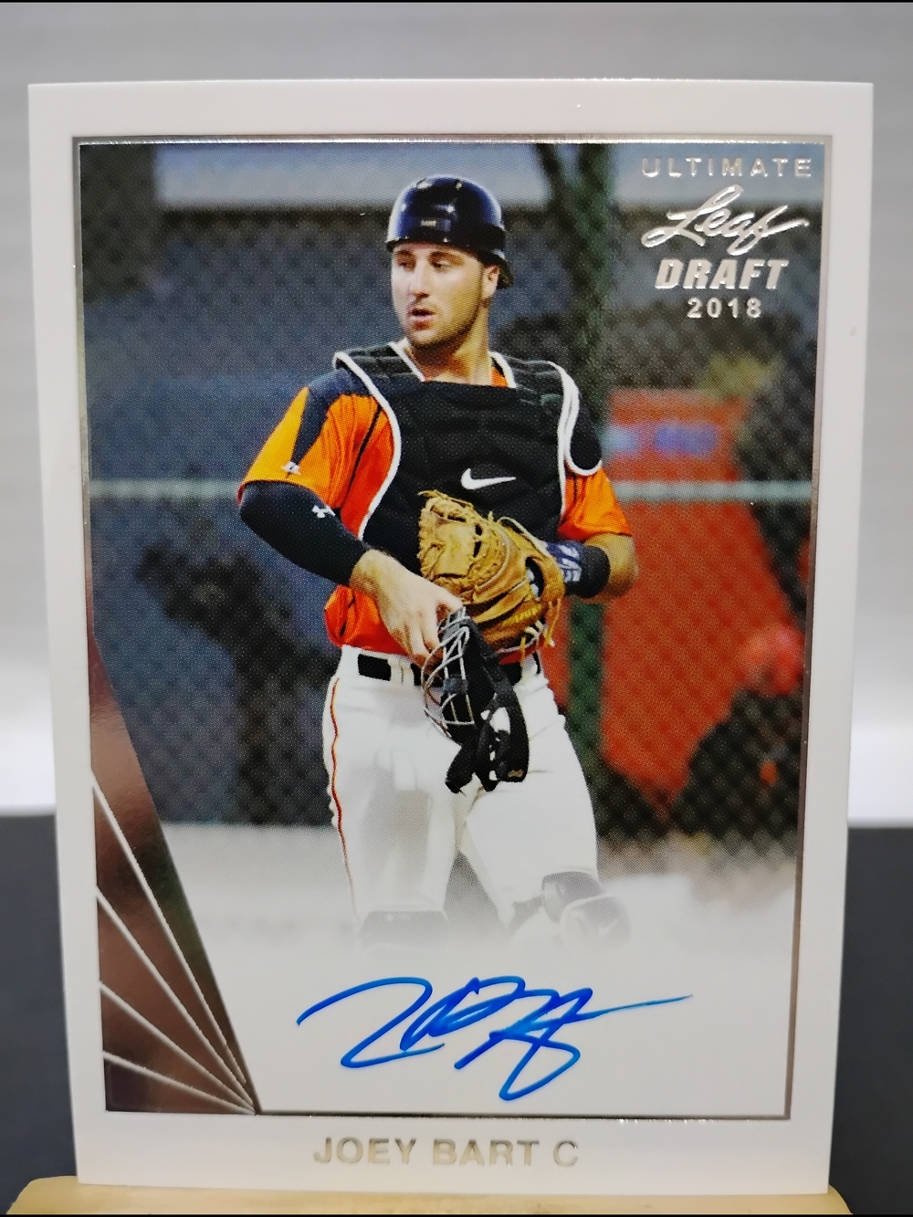 Joey Bart Signed Leaf Draft 2018 Baseball Card - Orange/Black/White